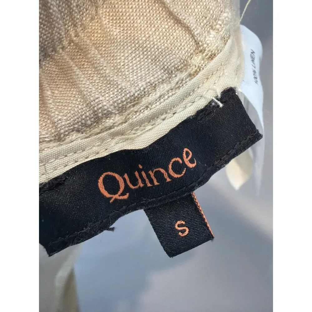 Quince Wide Leg Linen Pants Beige Drawstring Small
